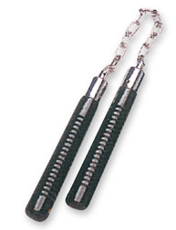Nunchucks 8 Inch Black Wood With Chain